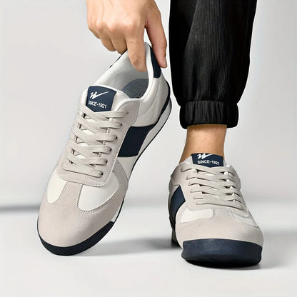 Men’s Genuine Leather Retro Stripe Comfort Trainers