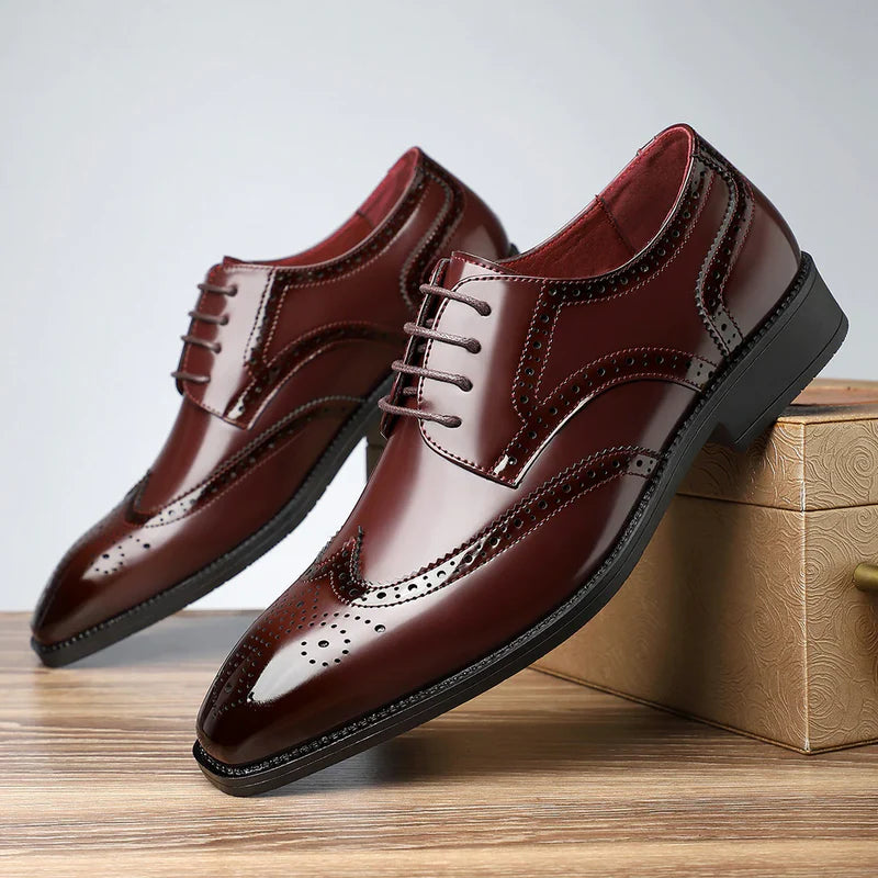 Men’s Heritage Wingtip Leather-Look Brogue Shoes