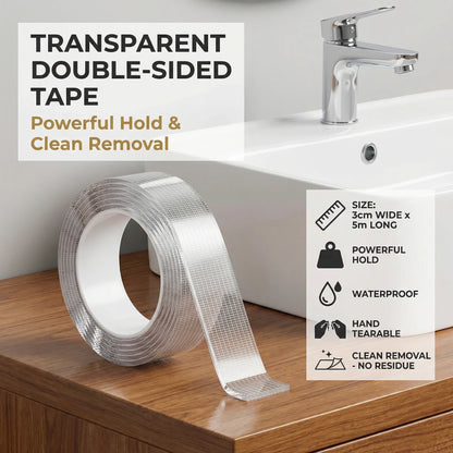 Clear Reusable Mounting Tape – Strong Hold & Clean Removal