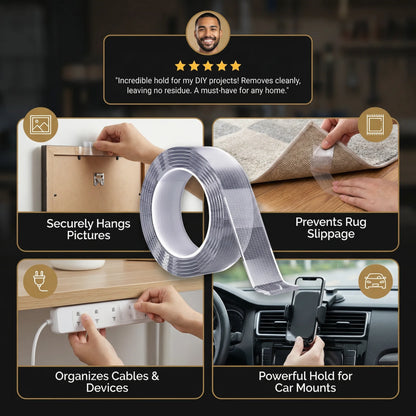 Clear Reusable Mounting Tape – Strong Hold & Clean Removal