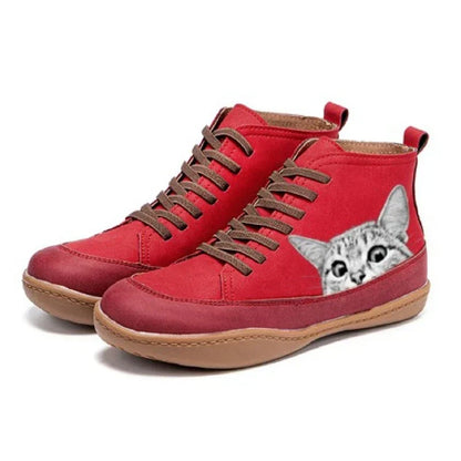 Women’s Purrfect Cat Lover Leather-Look Ankle Boots