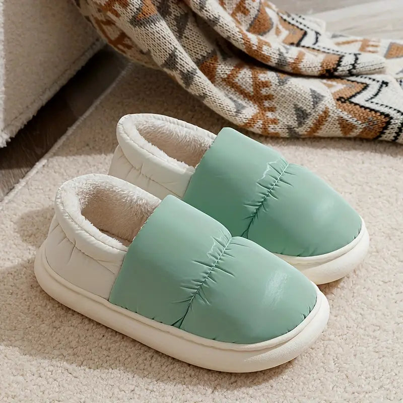 Plush Lined Winter Slippers, Cozy Slip-On Soft Sole Shoes