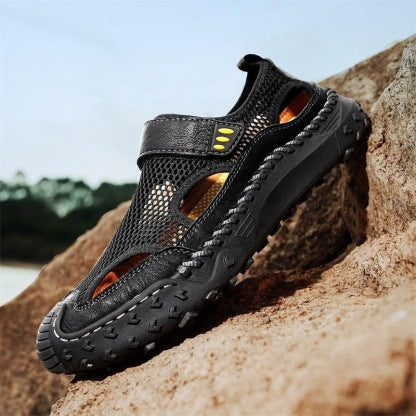 Men’s Breathable Mesh Leather-Look Comfort Walking Shoes