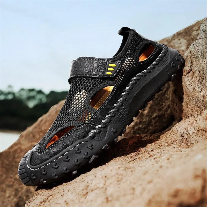 Men's Leather-Look Breathable Mesh Sandals
