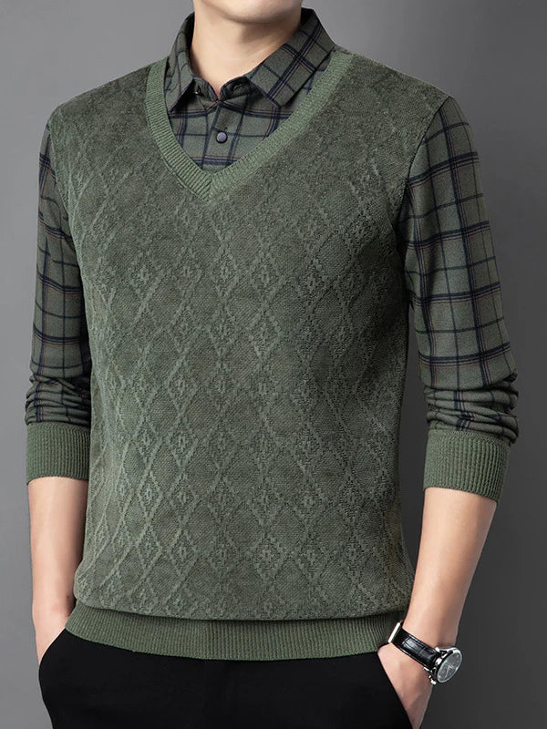 Men’s Vintage Lattice Knit Layered Ensemble
