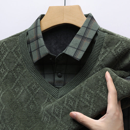 Men’s Vintage Lattice Knit Layered Ensemble