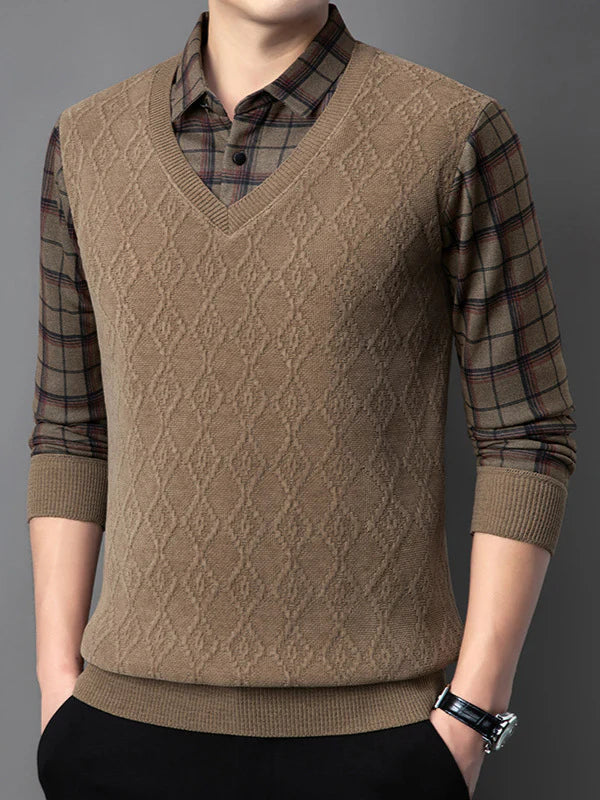 Men’s Vintage Lattice Knit Layered Ensemble