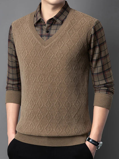 Men’s Vintage Lattice Knit Layered Ensemble