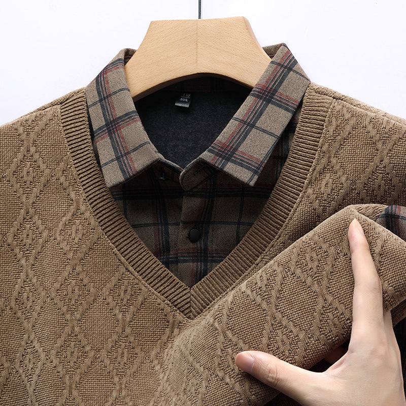 Men’s Vintage Lattice Knit Layered Ensemble