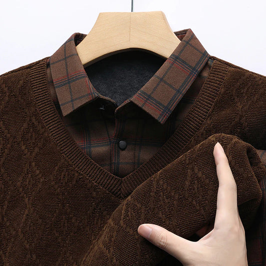 Men’s Vintage Lattice Knit Layered Ensemble
