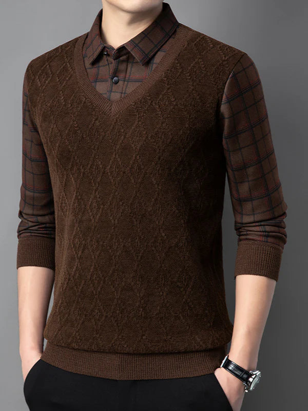 Men’s Vintage Lattice Knit Layered Ensemble