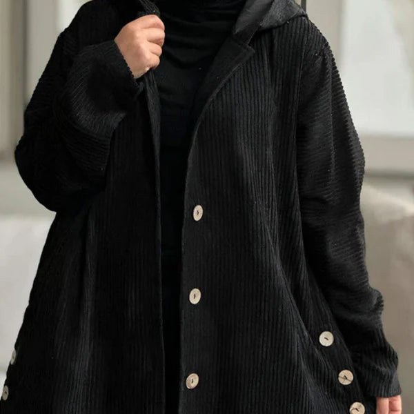 Casual Solid Color Thick Coat with Hood and Button Closure