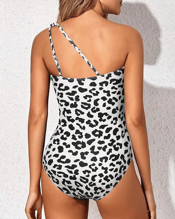 One-shoulder one-piece swimsuit for women