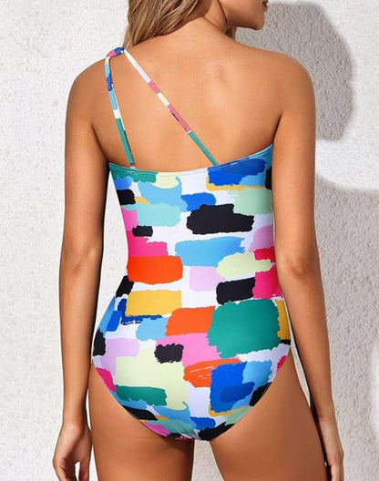 One-shoulder one-piece swimsuit for women