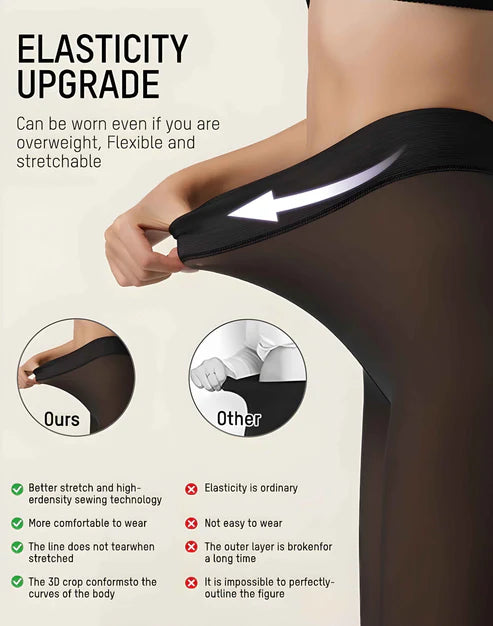 Women’s Translucent-Effect Fleece-Lined High-Waist Tights