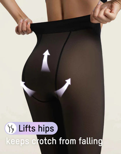 Women’s Translucent-Effect Fleece-Lined High-Waist Tights