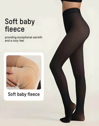 Women’s Translucent-Effect Fleece-Lined High-Waist Tights