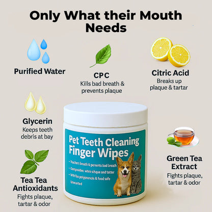 Pet Breath Freshening Dental Finger Wipes for Cats and Dogs