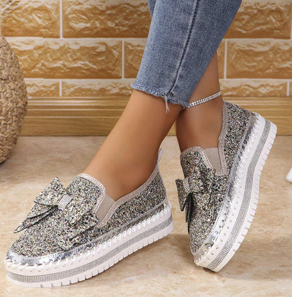 Women's Rhinestones Slip-On Bow Sneakers