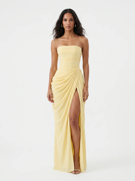 Women’s Strapless Ruched Maxi Dress