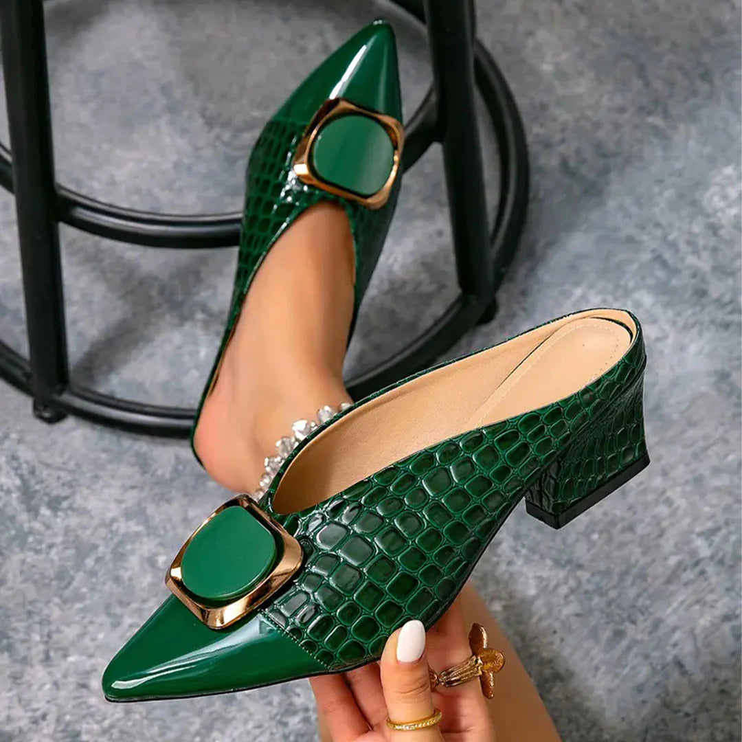 Women’s Croc-Effect Buckle Court Shoes