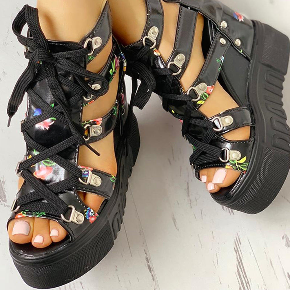 Print Leisure Wedges Women's Shoes