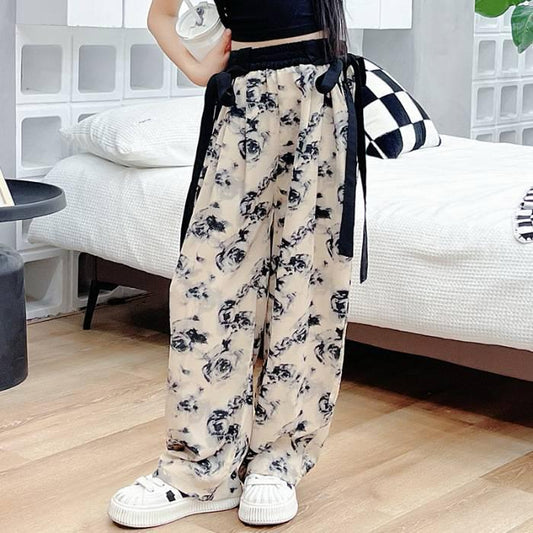 Tie-Dye Bamboo Chiffon Wide-Leg Pants