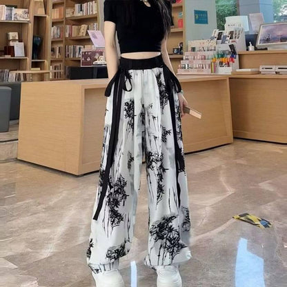Tie-Dye Bamboo Chiffon Wide-Leg Pants