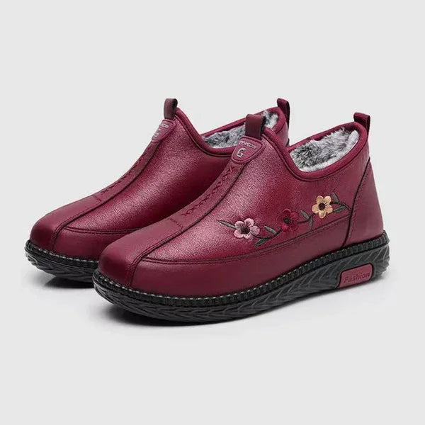 Leather-Look Fur Moccasins Women Loafers Soft Warm