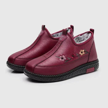 Leather-Look Fur Moccasins Women Loafers Soft Warm