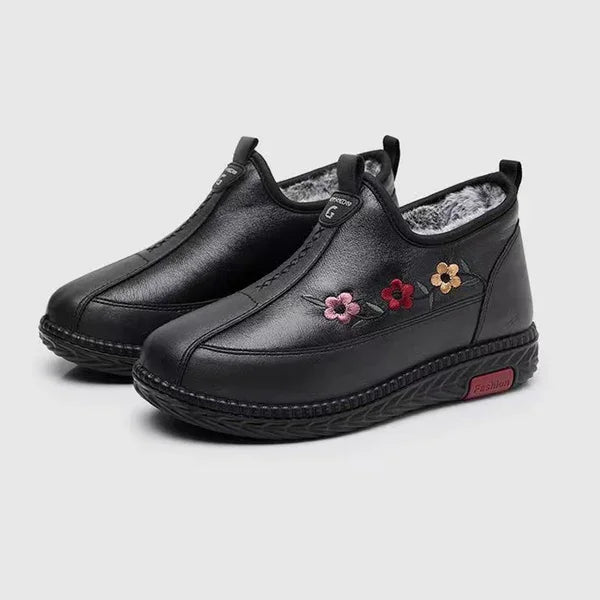 Leather-Look Fur Moccasins Women Loafers Soft Warm