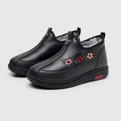 Leather-Look Fur Moccasins Women Loafers Soft Warm