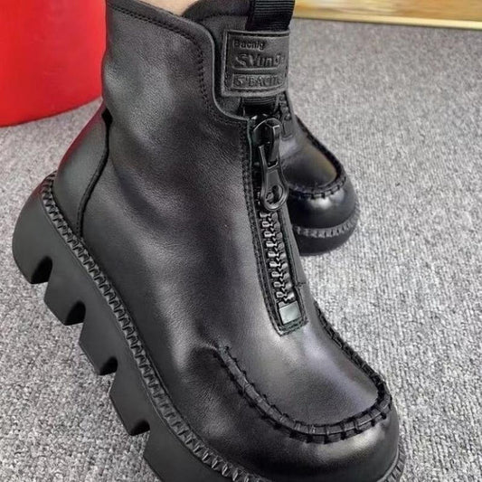Women's Retro PU Leather-Look Warm Short Boots