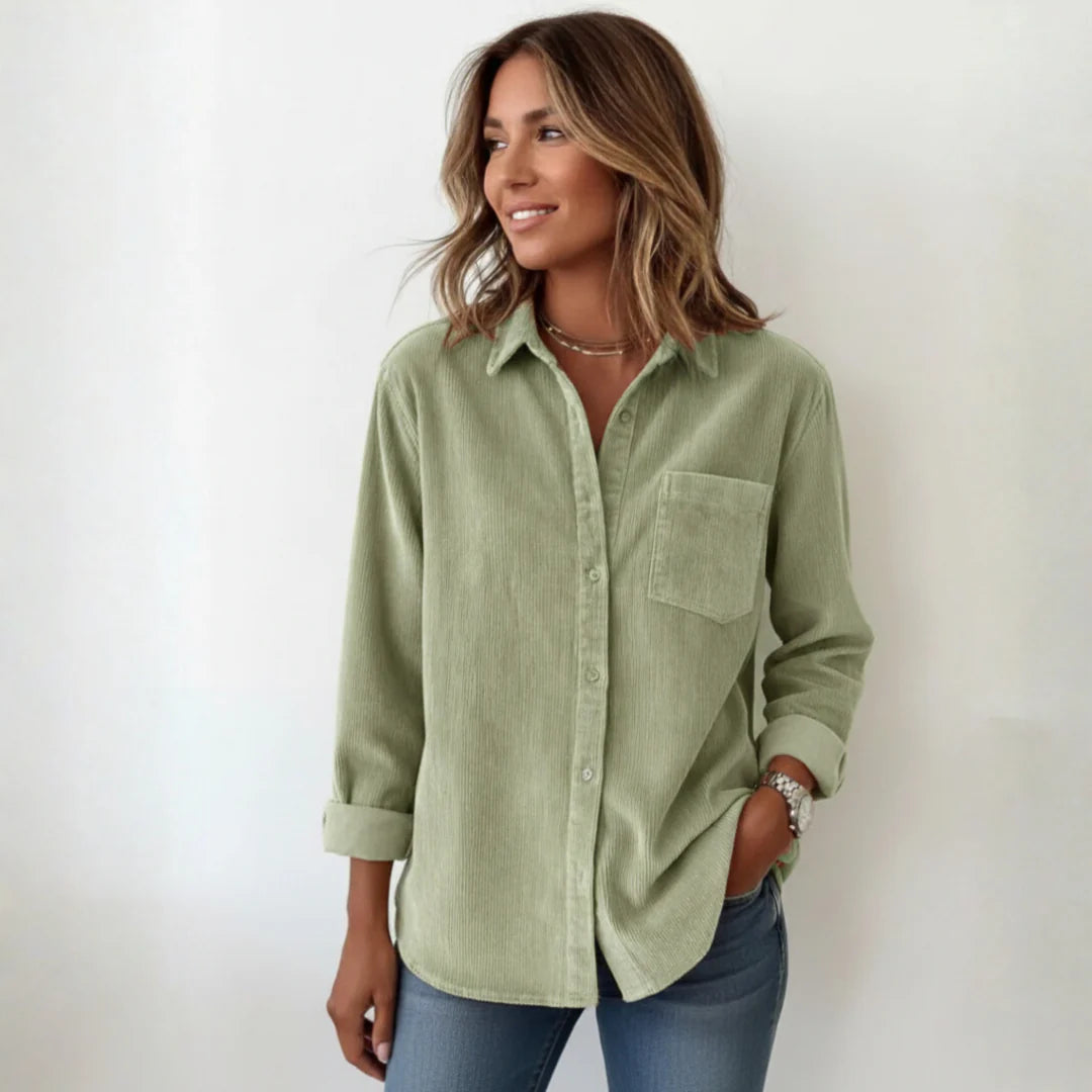 Women’s Soft Corduroy Relaxed Button-Down Shirt