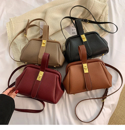 Women’s Textured Padlock Strap Shoulder Bag