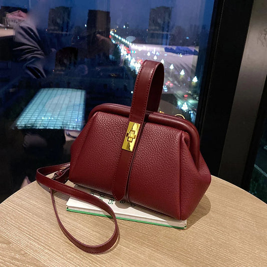 Women’s Textured Padlock Strap Shoulder Bag