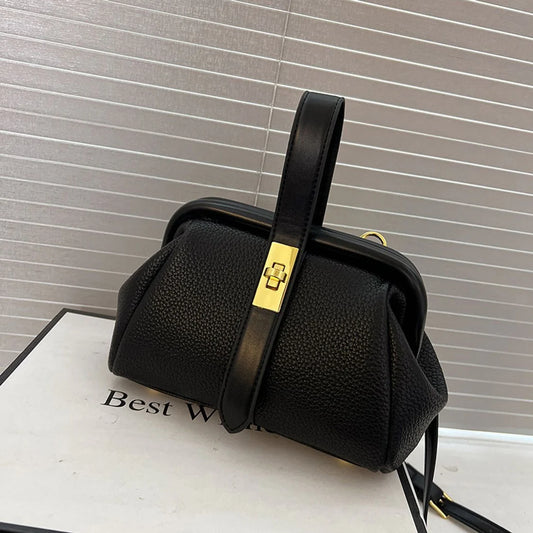 Women’s Pebbled Lock-Tab Crossbody Bag
