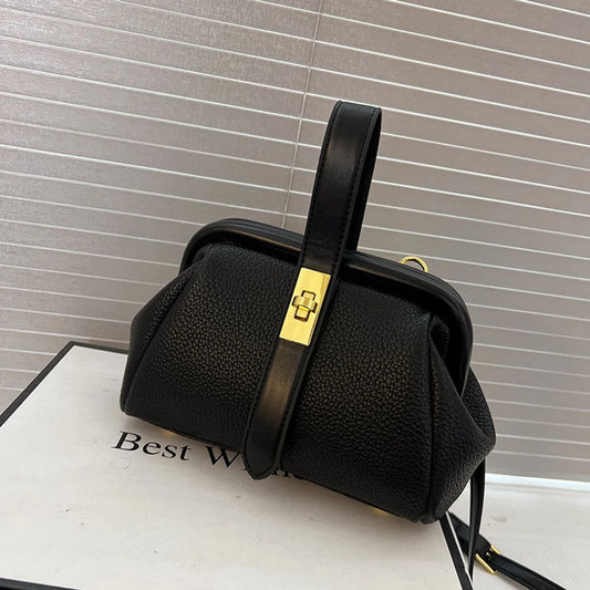 Women’s Textured Padlock Strap Shoulder Bag