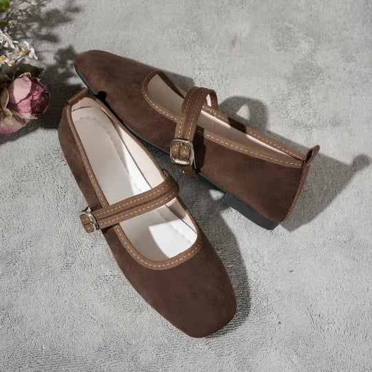 Women’s Square-Toe Buckle Strap Daily Comfort Shoes