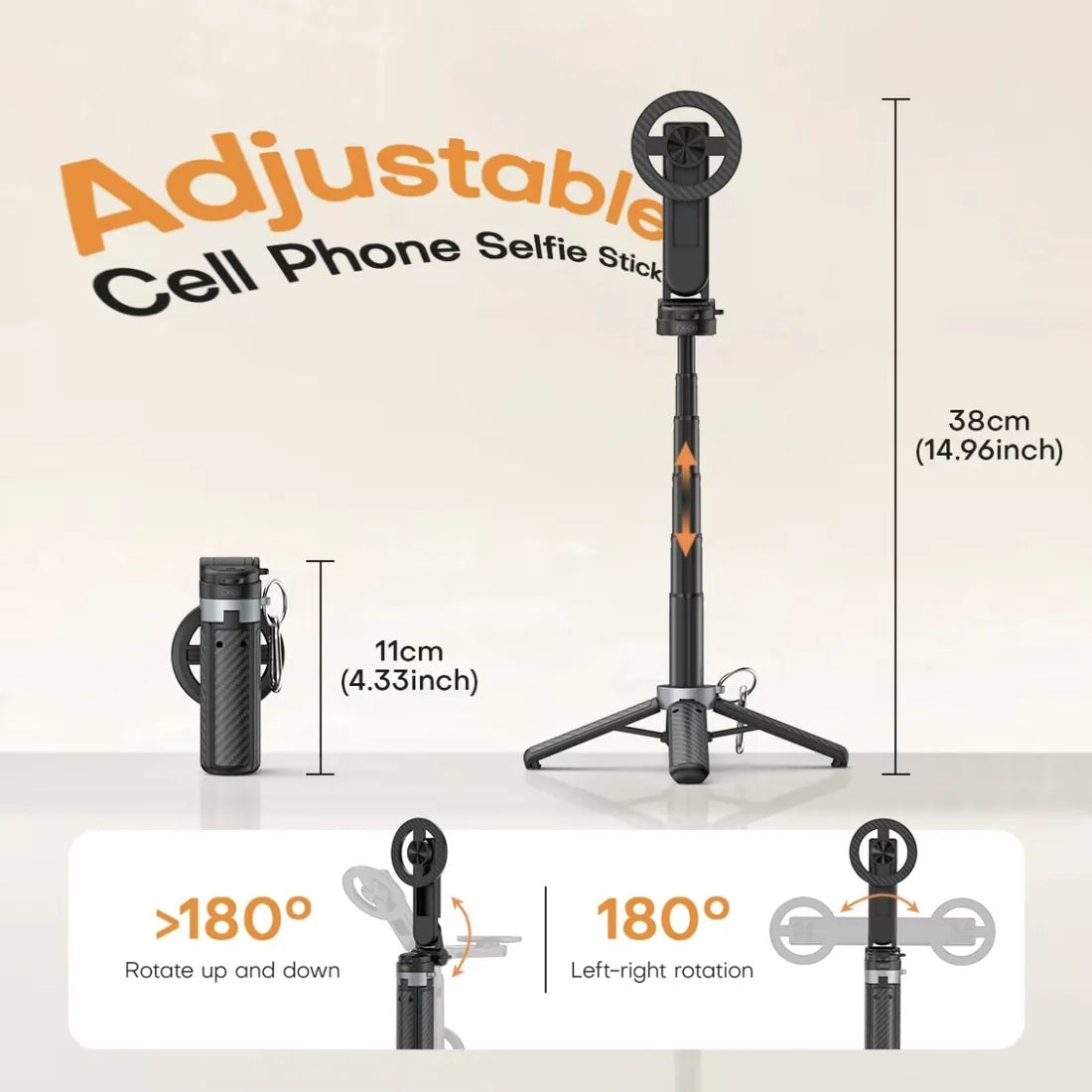 Pocket-Size Magnetic Selfie Stick and Tripod