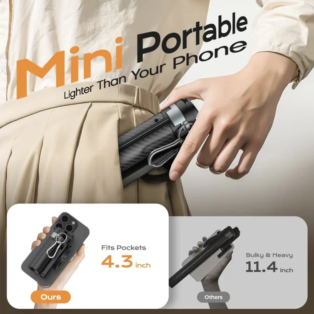 Pocket-Size Magnetic Selfie Stick and Tripod