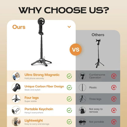 Pocket-Size Magnetic Selfie Stick and Tripod