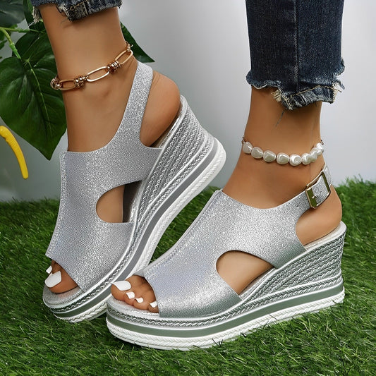 Chic Glitter Wedge Sandals
