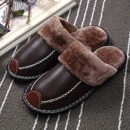 Men's Cozy Plush Indoor Slippers - Anti-Skid Winter Comfort