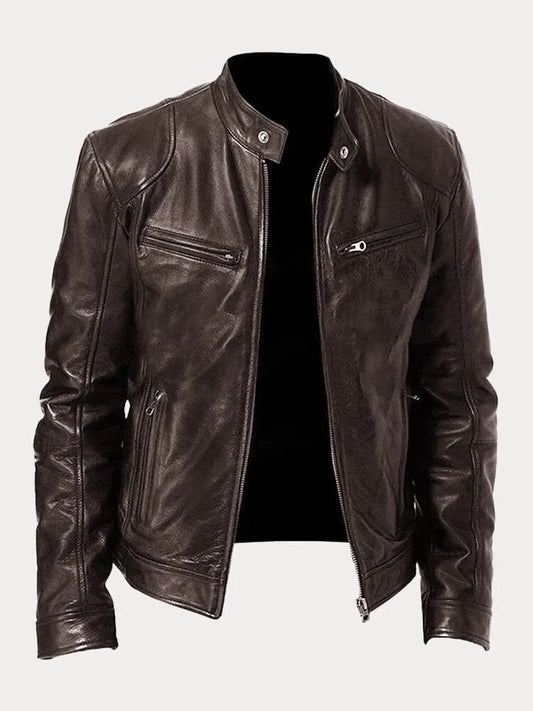 Biker Casual Zipper Leather-Look Jacket