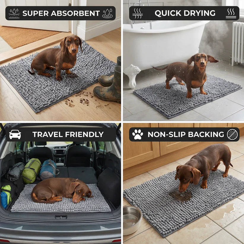 Super Absorbent Non-Slip Washable Dog Mud Mat