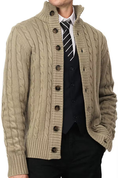 Men's Stand Collar Button Knit Cardigan