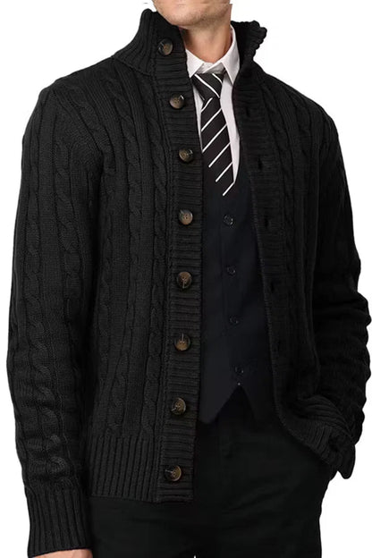 Men's Stand Collar Button Knit Cardigan