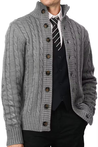 Men's Stand Collar Button Knit Cardigan