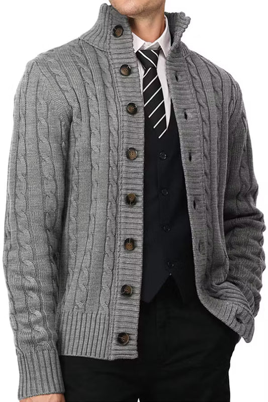 Men's Stand Collar Button Knit Cardigan